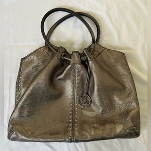 Michael Kors Large Pebbled Pewter Handbag.